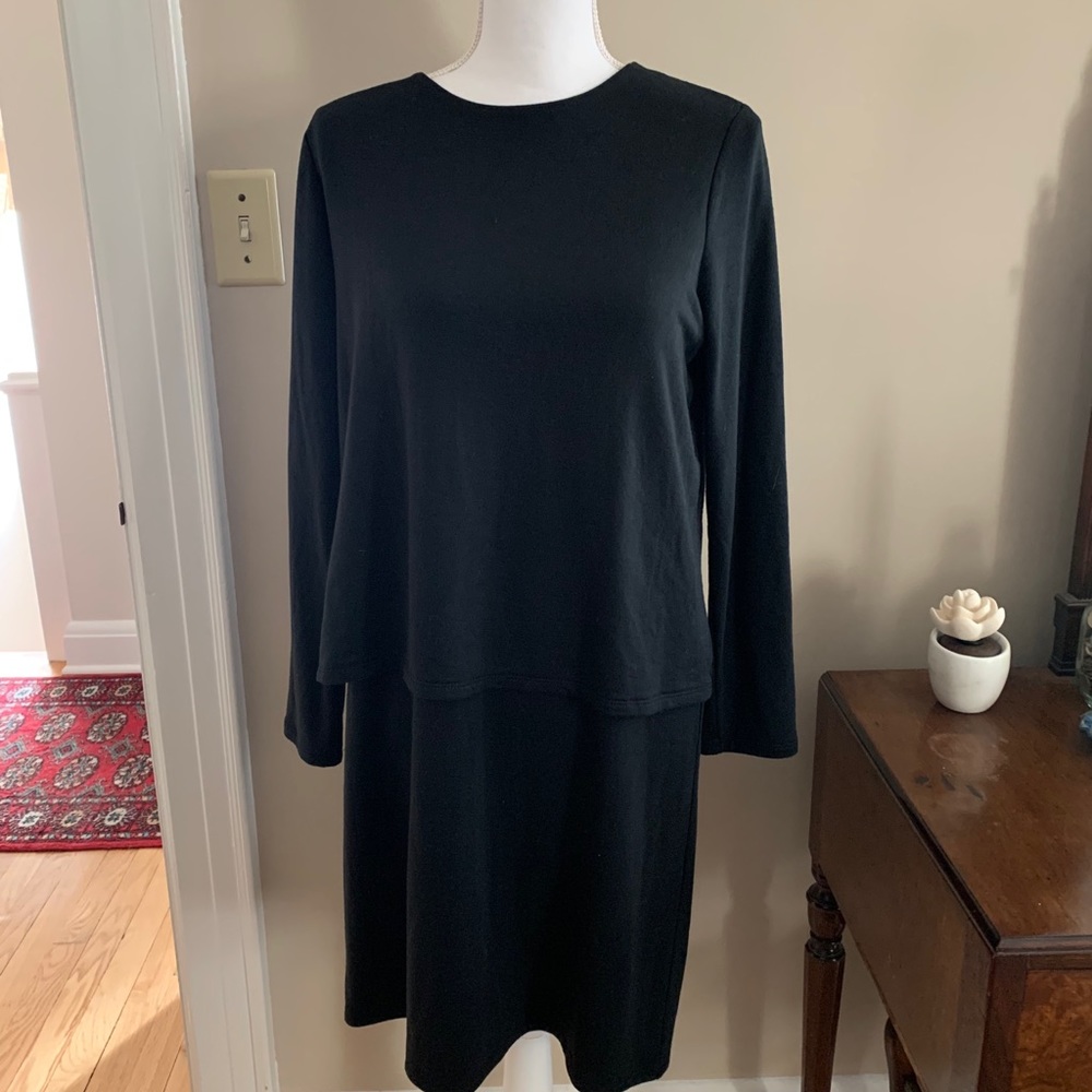 Pure Jill black long sleeve luxe tencel dress